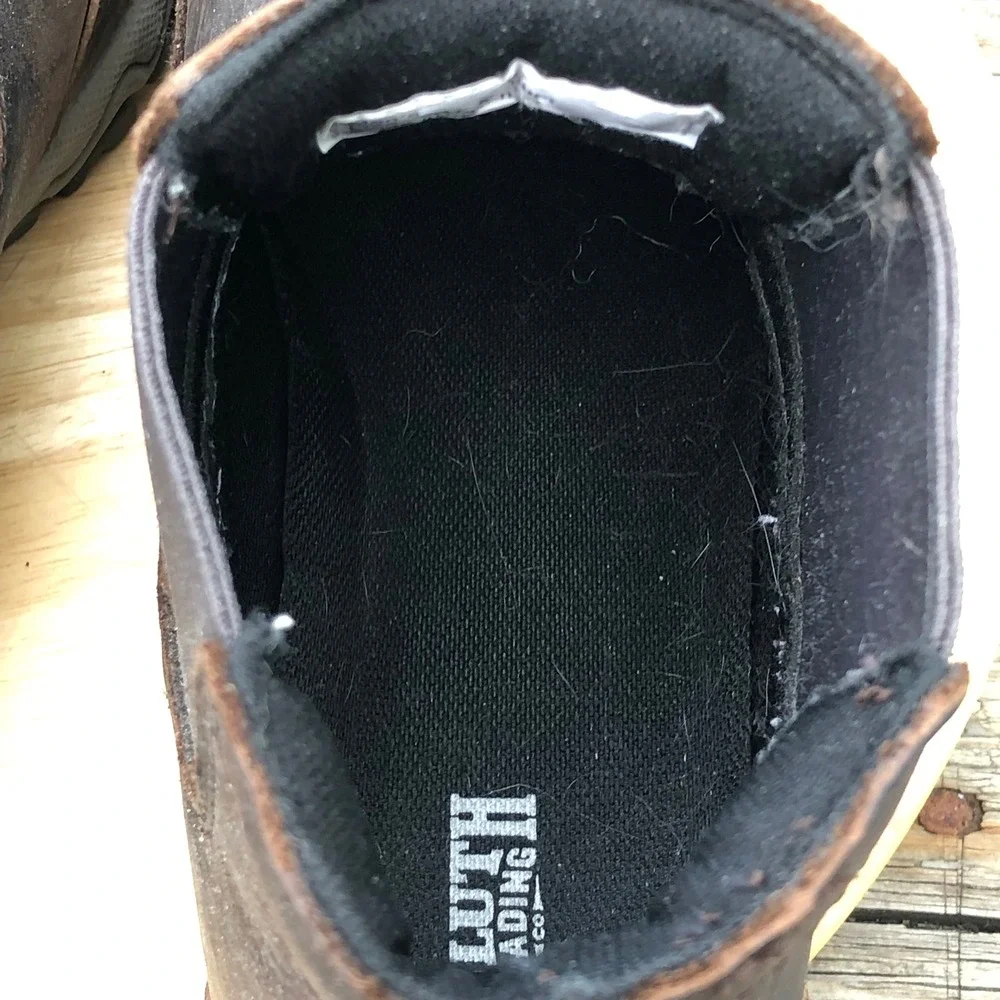 Duluth Trading Co Wild Boar Leather Pull On Hiking Boots Mens 9 M Brown Chelsea